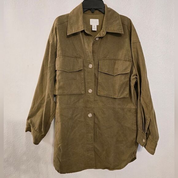 H&M Green Utility Oversized Shacket Size XS - Picture 5 of 13